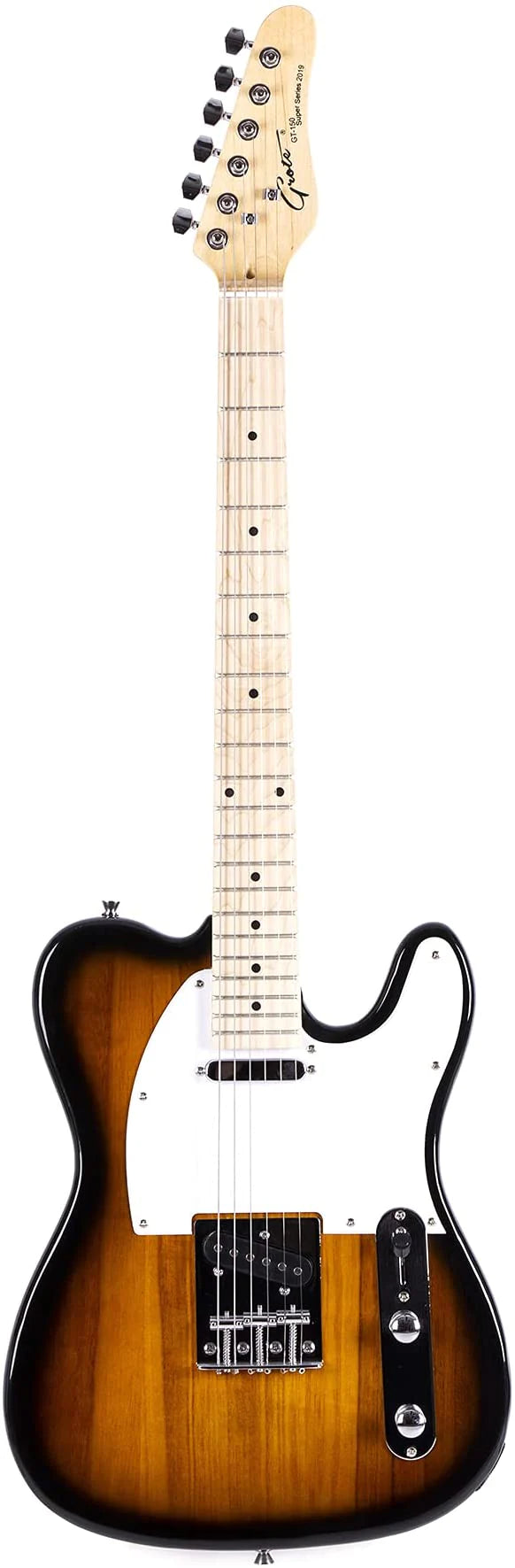 GROTE ELECTRIC GUITAR SOLID BODY TELE STYLE GUITAR FULL-SIZE BASSWOOD BODY WITH CANADIA MAPLE NECK CHROME HARDWARE PICKS - 3TS