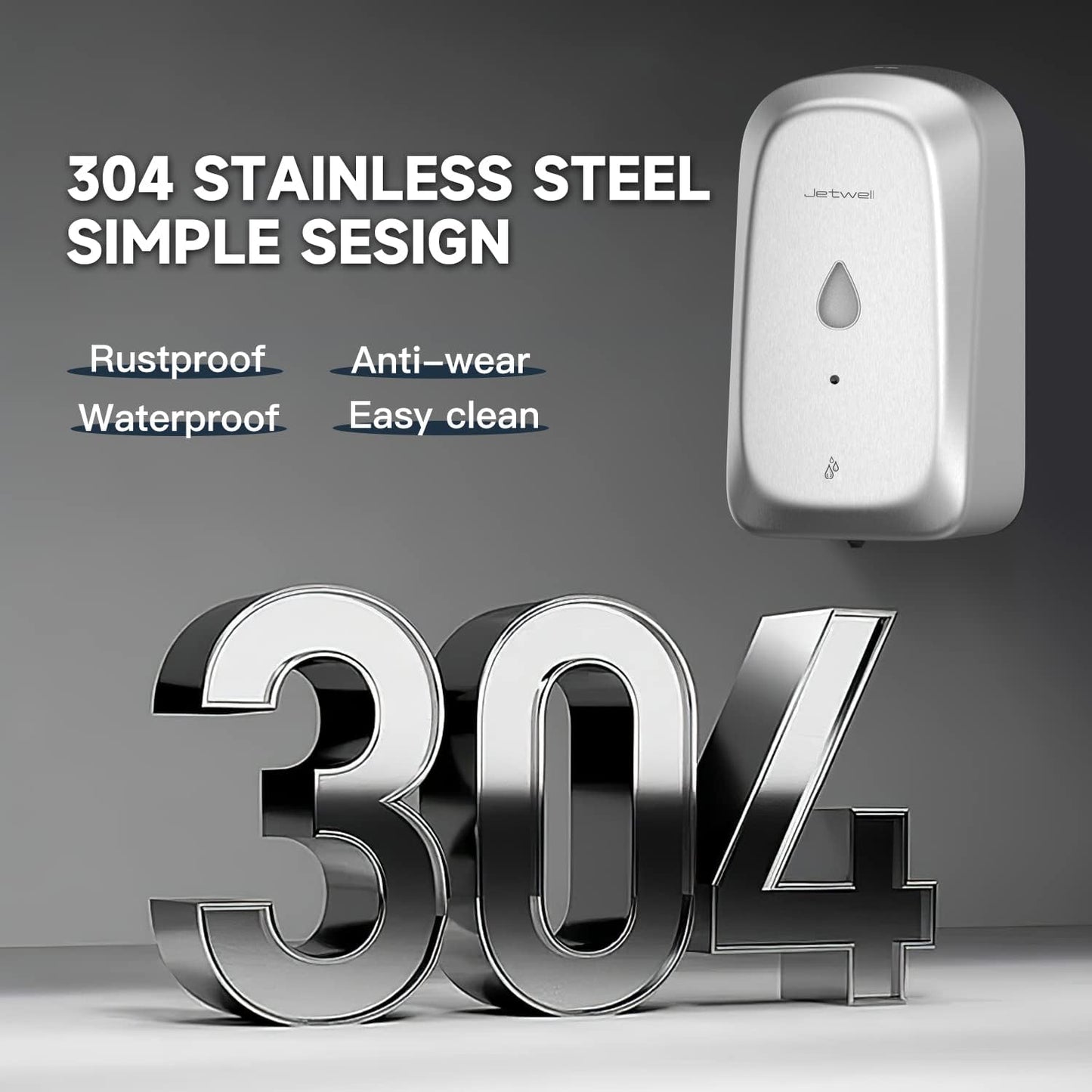 JETWELL Autoatic Touch-Less Hand Soap Dispenser, Wall Mount 34OZ/1000ML Liquid Drop Dispenser - JW1225