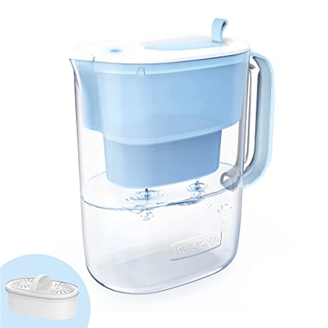 Waterdrop 200-Gallon Long-Life 10-Cup Water Filter Pitcher with 1 Filter, NSF Certified, 5X Times Lifetime, Reduces Chlorine, BPA Free, Blue