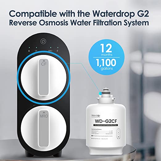 Waterdrop G2CF Filter, Replacement for WD-G2-W, WD-G2P600-W Reverse Osmosis System, 12-month Lifetime, WD-G2CF Filter