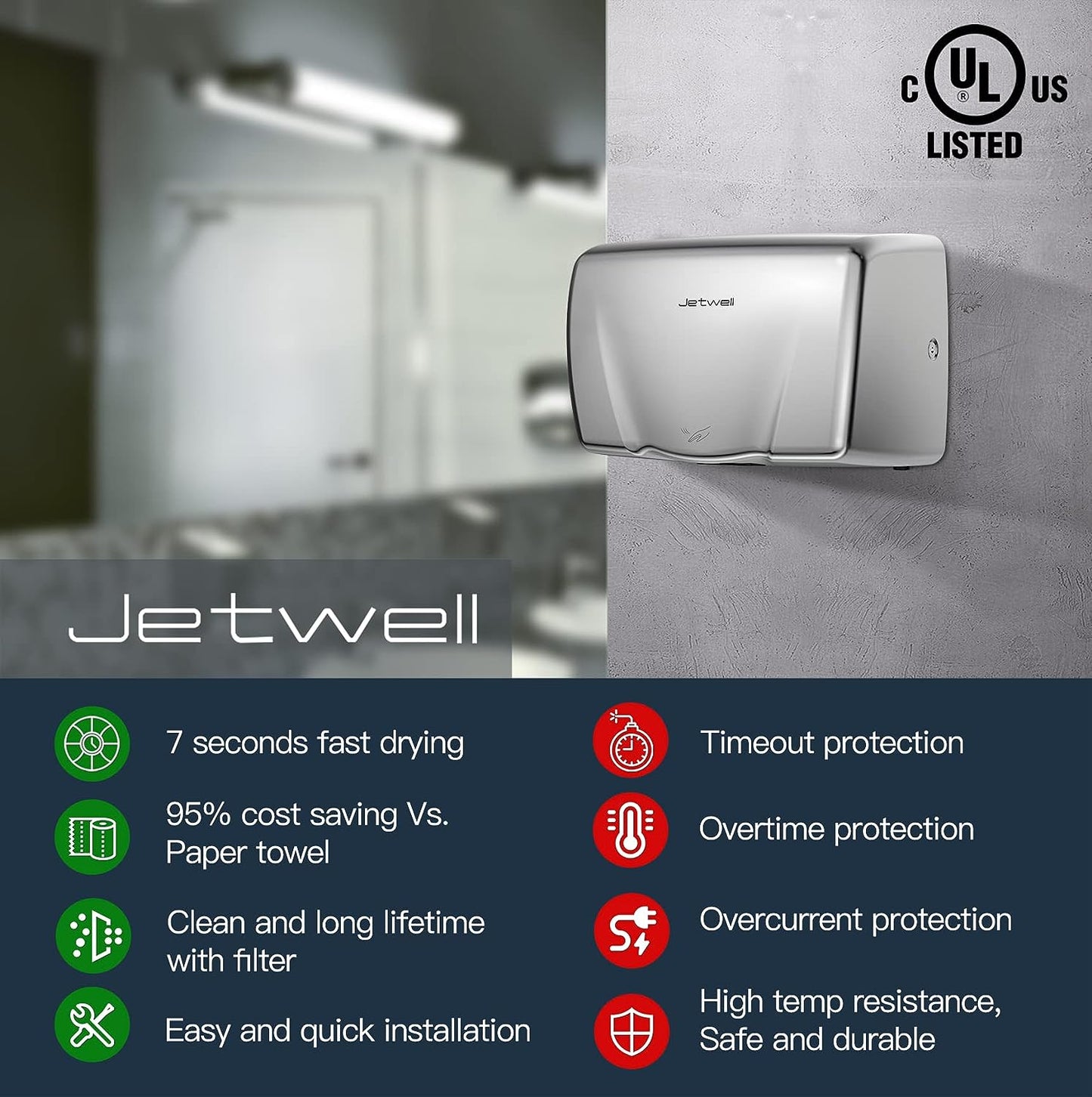 JETWELL High Speed Commercial Automatic Hand Dryer - JW2803