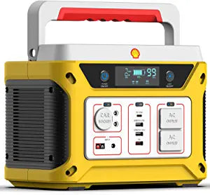 Shell Portable Power Station, 583Wh Solar Generator (Solar Panel Optional) with Lithium Battery Pack, 500W 10-Port,2 AC Outlets,60W USB-C PD Port,LED Light + Emergency Triangle, Portable Power Supply