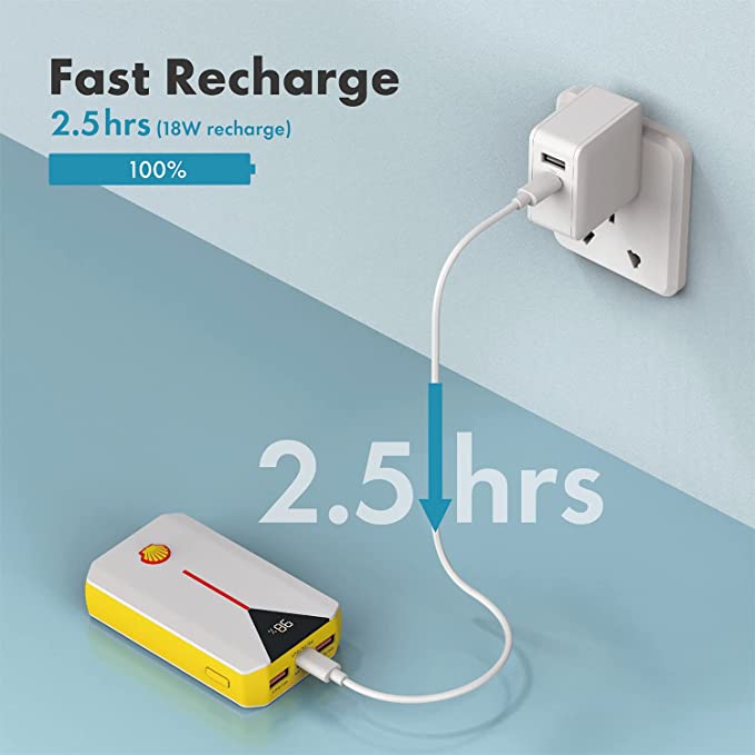 SHELL Portable Charger Power Bank 10000mAh Portable Charger iPhone with 20W PD, 3 Outports External Battery Pack for iPhone Samsung Galaxy iPad Tablet.