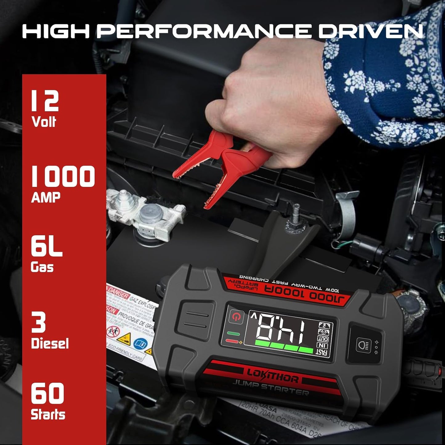 Lokithor J1000 12V 1000A LiFePO4 Jump Starter 26Wh