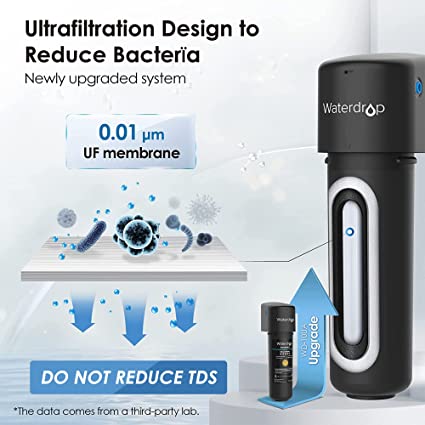 Waterdrop 10UA-UF 0.01 μm Ultra Filtration Under Sink Water Filter for Baçtёria Reduction, Reduces Lead, Chlorine, Bad Taste & Odor, 8K Gallons, Direct Connect to Kitchen Faucet, USA Tech