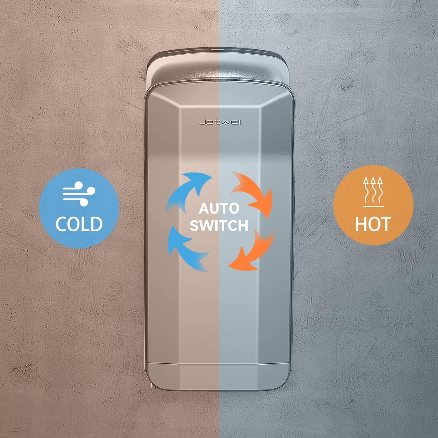 JETWELL High Speed Commercial Vertical Jet Hand Dryer with HEPA Filter 1850W Hand Blower - JW2025