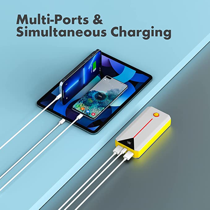 SHELL Portable Charger Fast Charging 20000mAh USB Portable Phone Charger with 30W PD, 3 Outports Battery Pack Charger Portable for iPhone Samsung Galaxy iPad Tablet.