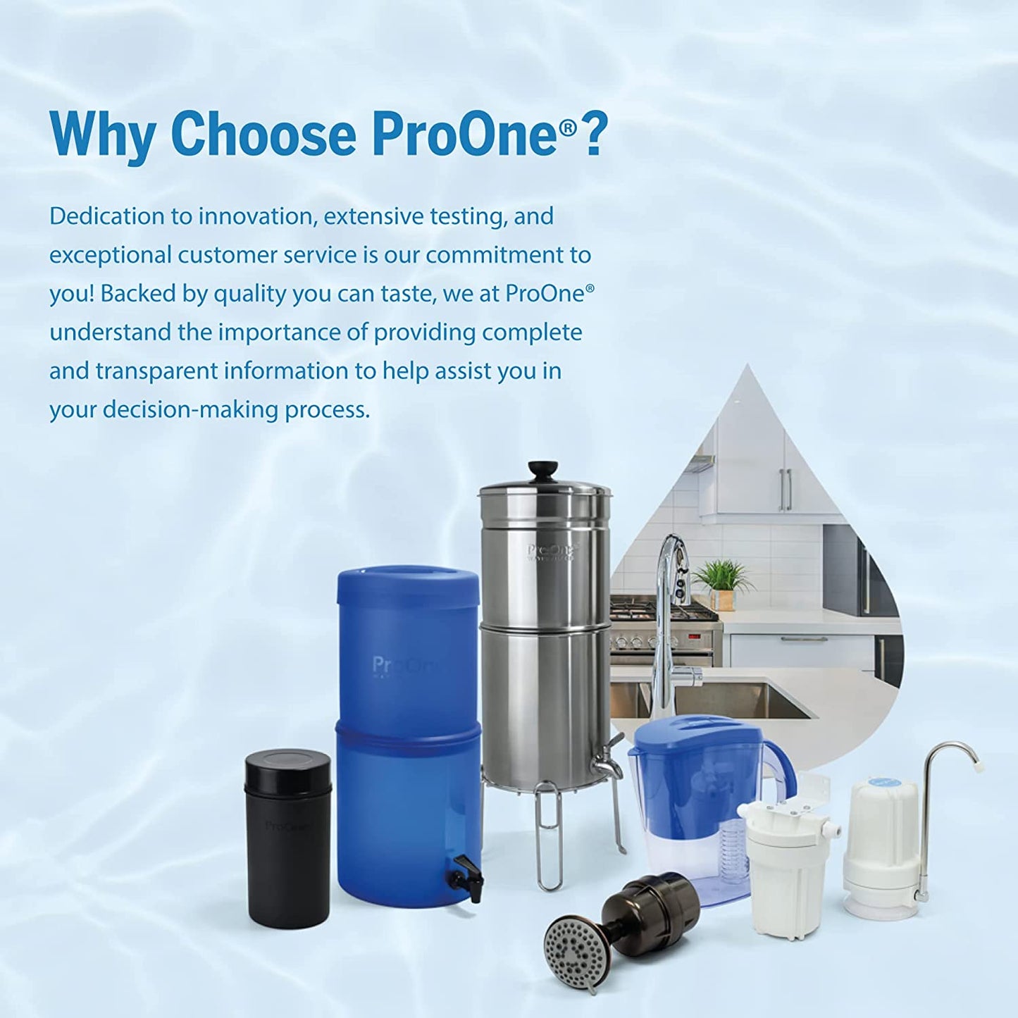 ProOne Big II Gravity Water Filter, 2.5-Gallon Water Filtration System with 5-Inch Filter and BPA-Free Spigot
