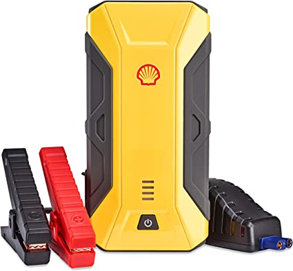 Shell SH912 800A 12V Portable Lithium Jump Starter for 6-Liter Gasoline and 2-Liter Diesel Engines, 10 Safety Protections, Power Bank, 3 USB Ports, Battery Booster + Jumper Cables