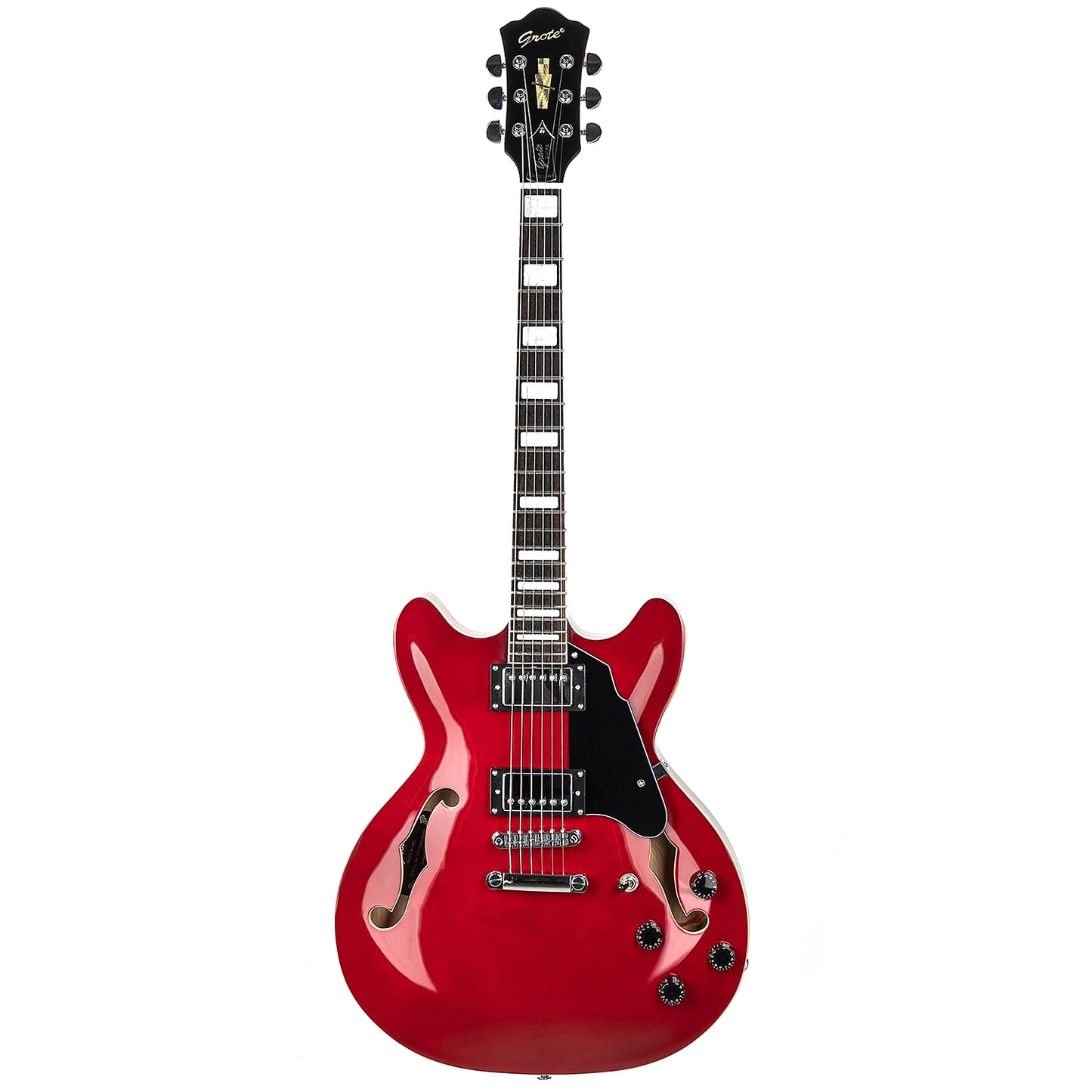 GROTE SEMI-HOLLOW BODY ELECTRIC GUITAR CHERRY RED GRWB-TR35