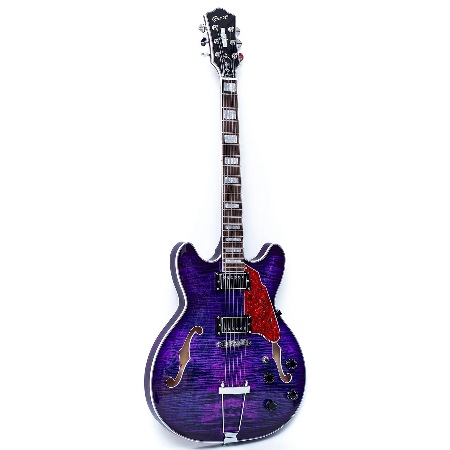 GROTE 335 STYLE SEMI-HOLLOW BODY JAZZ ELECTRIC GUITAR WITH GIGBAG