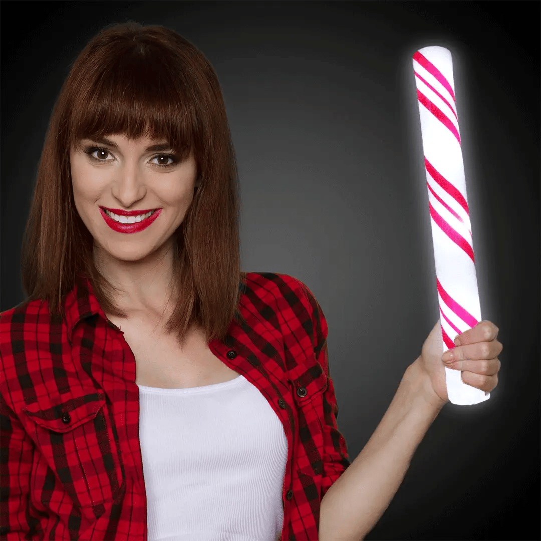 LED Light Up 16" Christmas Candy Cane Foam Stick Cheer Baton