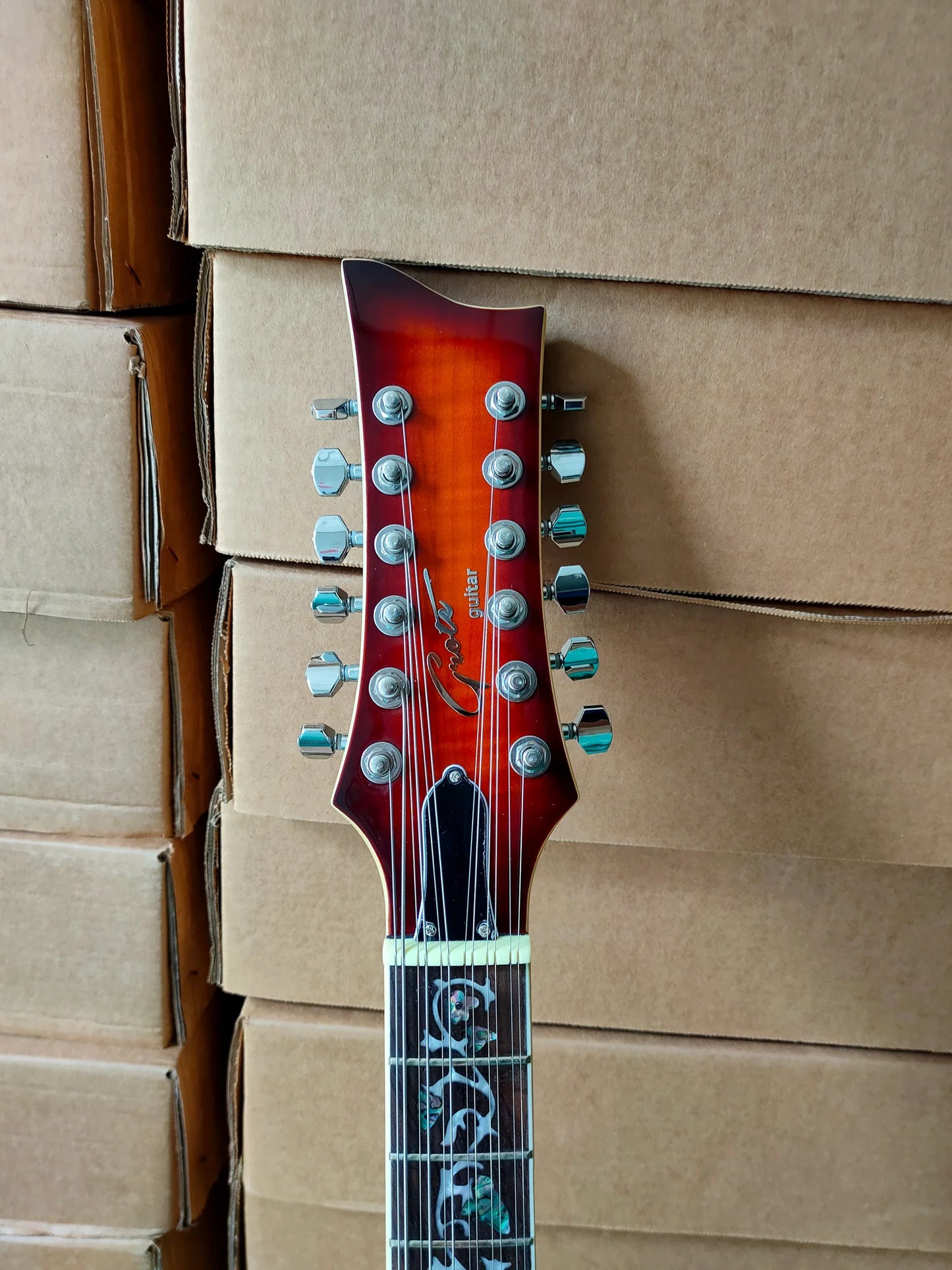 GROTE 12 STRING ELECTRIC GUITAR SEMI-HOLLOW BODY WITH MAPLE VENEER