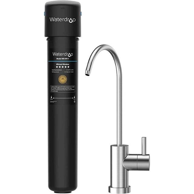 Waterdrop 17UB 3 Years Under Sink Water Filter System-Reduces Lead, Chlorine, Bad Taste&Odor-Under Counter Water Filter with Dedicated Brushed Nickel Faucet-NSF/ANSI 42 Certified-24K Gallons-USA Tech