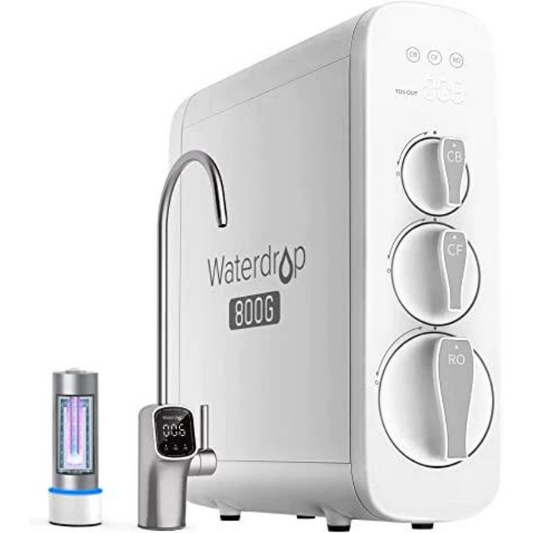 Waterdrop G3P800 Reverse Osmosis System, 800 GPD Fast Flow, NSF/ANSI 58 & 372 Certified, 3:1 Pure to Drain, Tankless RO Water Filter System, Under Sink RO System, LED Purifier, Smart Faucet